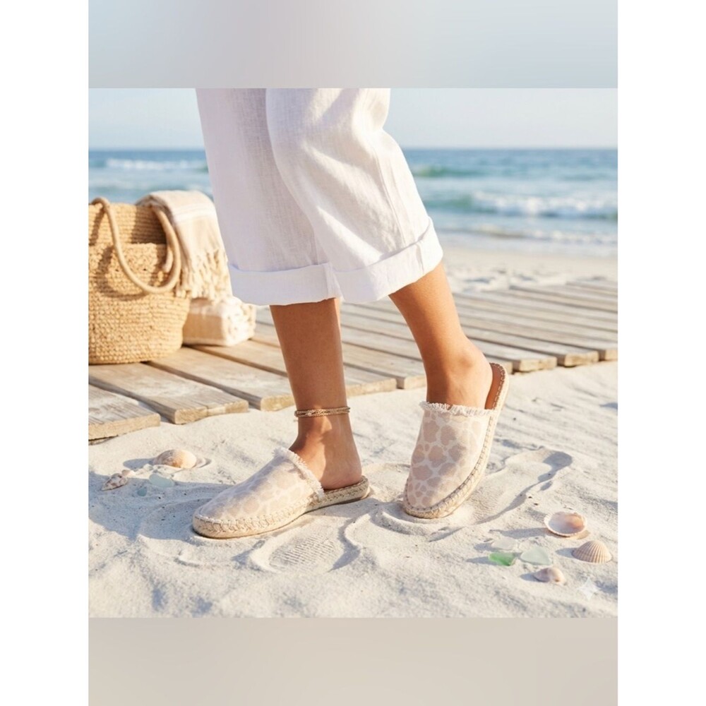 Splendid Jessica Mule Espadrille Slides in Ivory Cheetah size 8